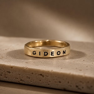 Thick Yellow Gold Filled Name Ring | Personalized Stacking Ring | Mother's Day Gift