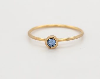 Large March Birthstone Ring | Light Blue Birthstone Ring | Gold Filled Birthstone Ring | March Birthday Gift | Stackable Ring | Gift for Her