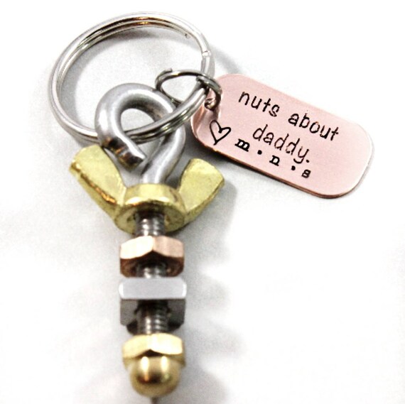 Nuts and bolts keychain Nuts about Daddy Keychain for Him