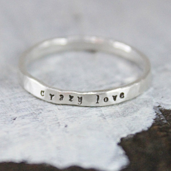 personalized Mother's Day gift for her, Name Stacking Ring, Fine Silver Name Stacked Ring, Personalized Hand Stamped Ring, gift for mom