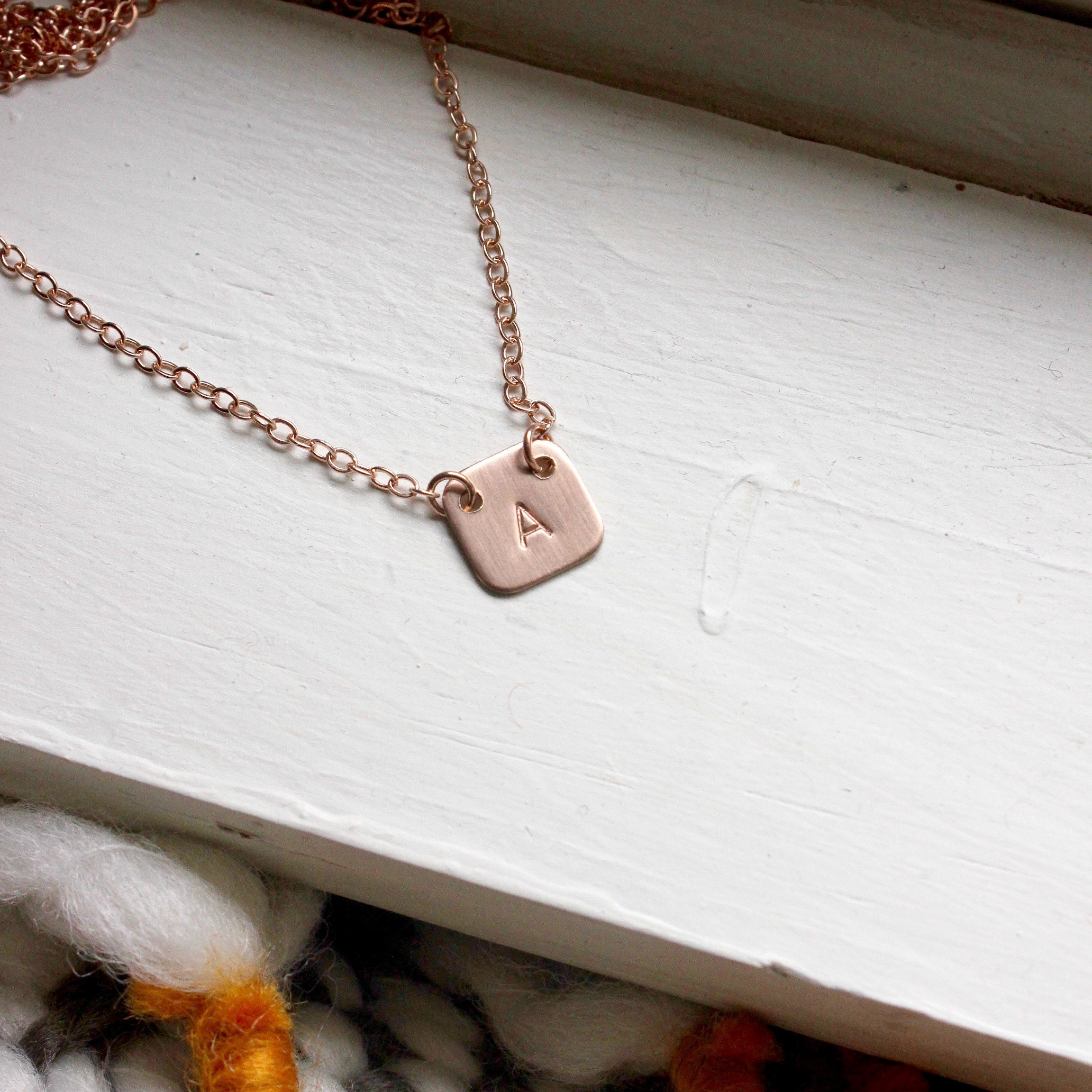 Initial Necklace Rose Gold Fill Jewelry 