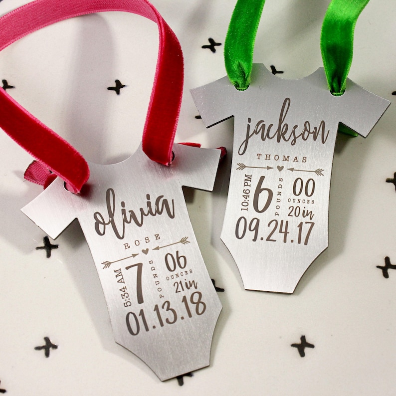 Shower Gift tagyoureitjewelry Birth Details Personalized Baby/'s First Christmas ornament Baby Stats,Statistics Baby Clothes Baby Gift