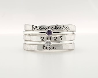 Class Ring Set | Stackable Class Rings | Affordable Class Rings | Graduation Rings | High School Rings | Back to School