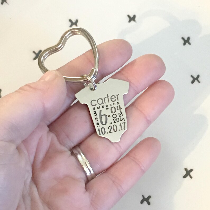 Baby Announcement Baby Statistics Stats Keyring Keychain New Etsy