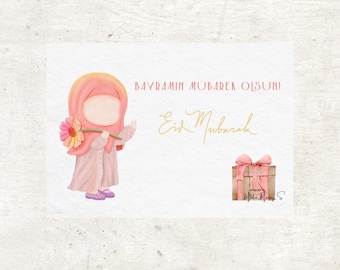 Eid Mubarak - Tarjeta de felicitación para niñas