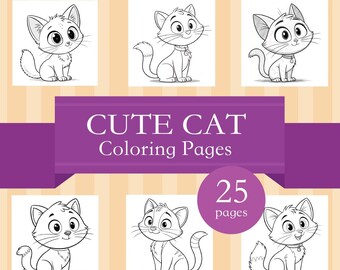 Cute Cats Colouring Pages | PNG | PDF