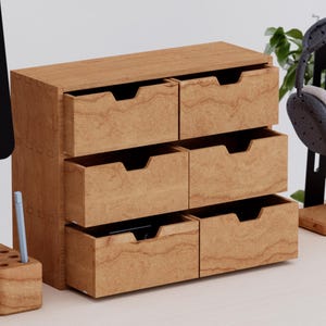 Sechs-Schubladen-Schrank aus massivem Kirschholz für den Schreibtisch