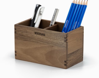 Solid Walnut Pen Holder | Adjustable Desk Organizer