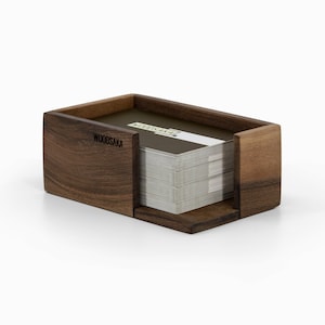 Porta biglietti da visita in noce, porta biglietti da visita, scatola porta biglietti personalizzata, scatola porta biglietti in legno, porta biglietti in legno, porta biglietti da visita da scrivania