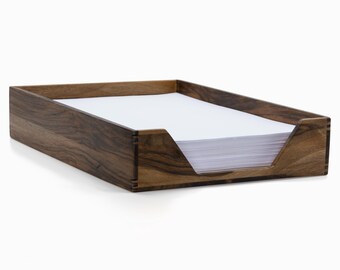 Wooden Paper Tray Organizer for Desk | Solid Walnut Document Holder | Reka Series | 32.5 × 22.4 × 6.2 cm