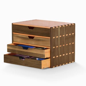 Cassettiera a quattro ripiani formato A4 e organizer multiuso, contenitore portaoggetti personalizzato con cassetti, organizer per documenti da scrivania - Woodsaka