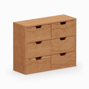 Solid Cherry Wood Three Tier, Six Drawer Cabinet | 34 cm (13.39") x 12.1 cm (4.76") x 27.2 cm (10.71") | Desna Series