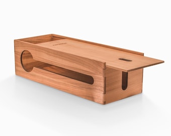 Solid Cherry Wood Cable Management Box with Sliding Lid