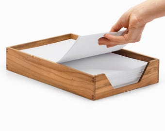 Wooden Document Tray with Easy Access Design | Solid Cherry Desk Organizer | Reka Series | 32.5 × 22.4 × 6.2 cm
