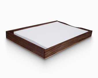 Solid Walnut A4 Paper Tray & Document Holder | Angled Organizer | Gobi Collection | WOODSAKA
