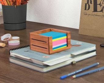 Solid Cherry Wood Note Holder | Minimalist Desk Organizer
