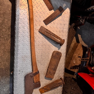 Vintage Logging Axe with Hooked Wedge Head | Antique Timber Tool | Rustic Cabin Décor | Man Cave Collectible