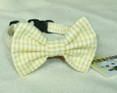Lemon Yellow Seersucker Bow Tie For Cats/Pets