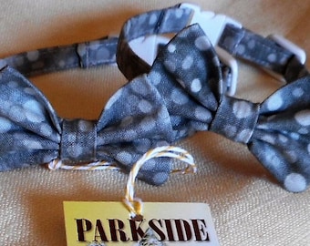 Grey Cat  or Small Dog Bow Tie Collar