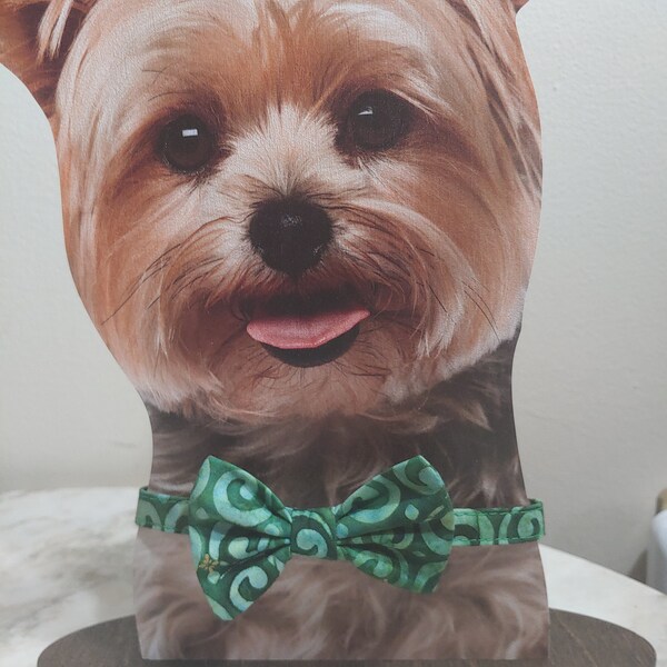 Green Swirl Batik Bow Tie Collar For St. Patricks Day