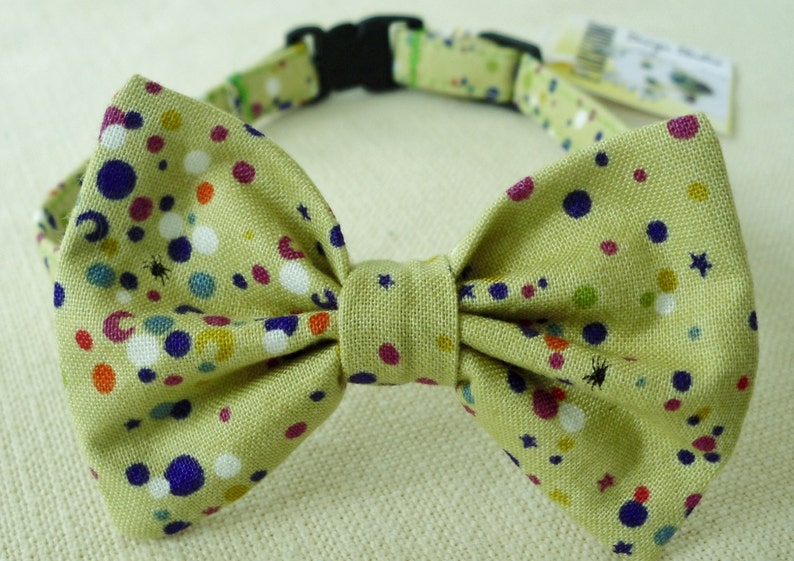 Halloween Cat Bow Tie Collar Goul Green Etsy