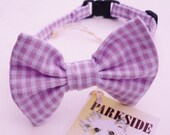 Lavender and White Seersucker Break Away Bowtie Collar for Cats