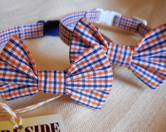 Reserved Listing For dndjed Orange And Blue Plaid Cat Collar