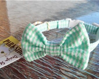 Seersucker Bow tie Collar For Cats and Dogs