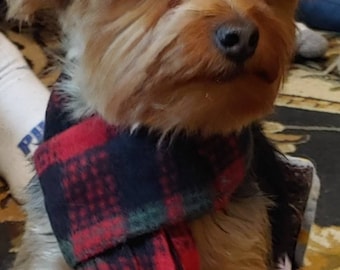 Small Dog Scarf-Plaid Dog Scarf - Fleece Scar - Dog Clothes - Puppy Scarf - Dog Neckwear - Dog Accessories- Dog Lover Gift