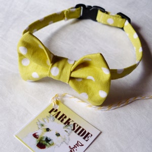 Yellow and White Polka Dot Bow Tie Collar For Cats and Small Dogs image 2