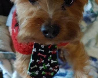 Christmas Dog Tie Featuring Dog Bones And Bows