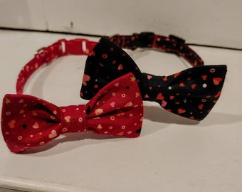 Pet Valentine's Bow Tie Featuring Pink , Red And White Hearts