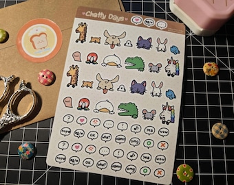 Chatty Days Sticker Sheet • Cute Animal Sticker Sheet • Glossy Vinyl Waterproof Decal Stickers For Journal, Notes, Diary, Planners