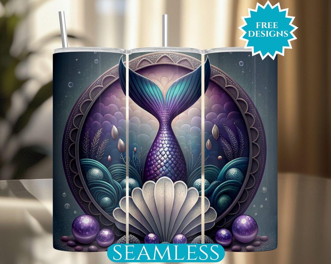 Mermaid Scale Tumbler Wrap, Underwater Ocean 20 Oz Skinny Tumbler ...