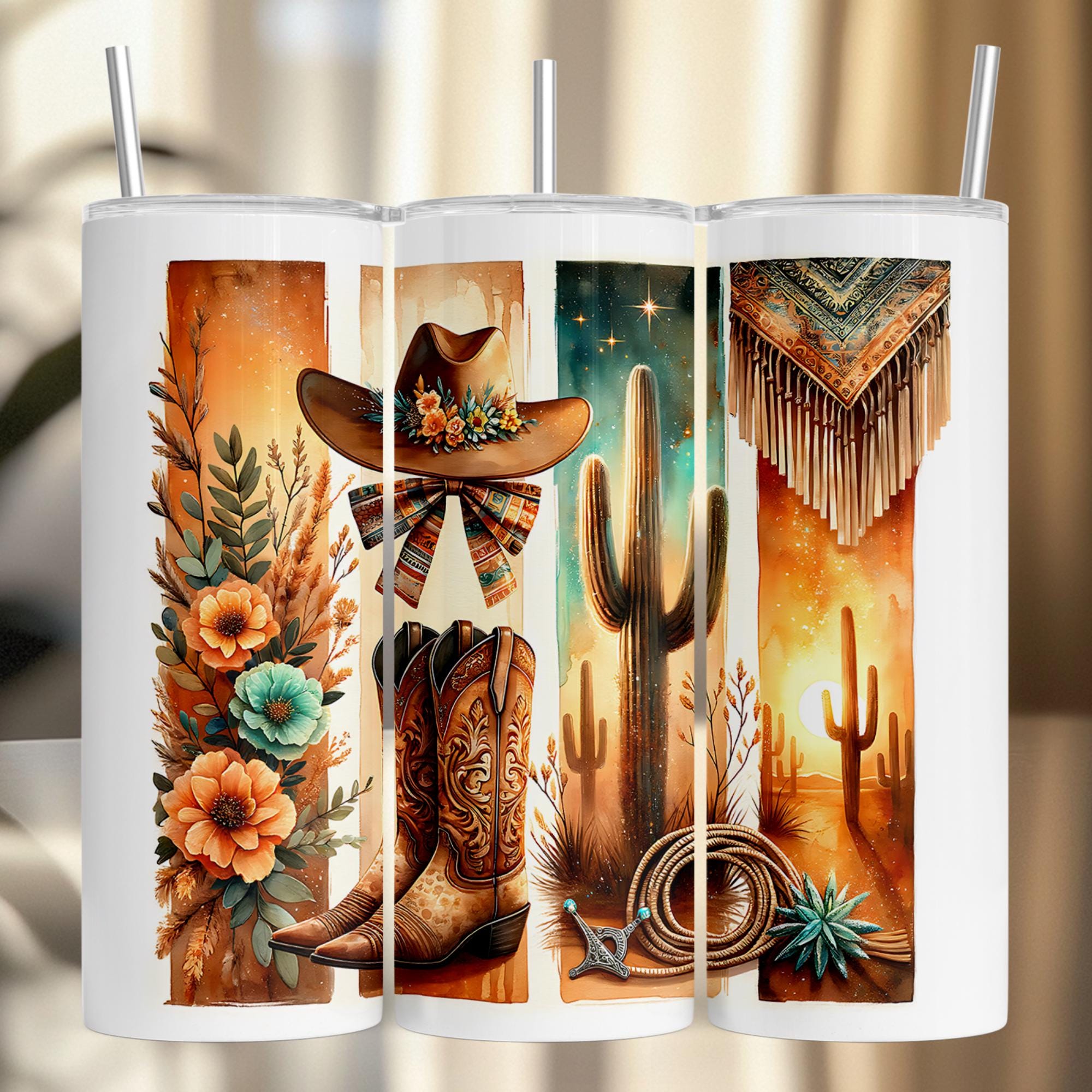 Rustic Cowgirl Tumbler Wrap Bundle: Western 20 Oz Skinny Tumbler ...