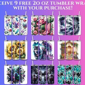 Set of 9 Tumbler Wraps 20 oz, Floral, Animal, Gothic, and Abstract Designs, Colorful Digital Art, High-Quality Printable Graphics