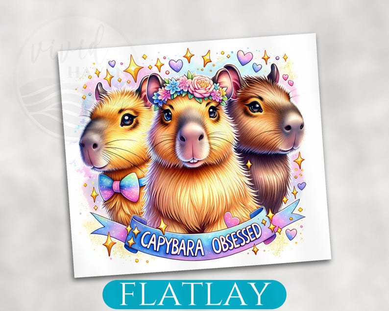 Cute Capybara Tumbler Wrap, 20oz Skinny Tumbler Sublimation Design ...