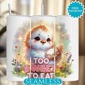 Cute Chicken Tumbler Wrap, 20Oz Skinny Tumbler Sublimation Design, Digital Download, Seamless Tumbler, Animal Lover Tumbler, Vegan Gift PNG