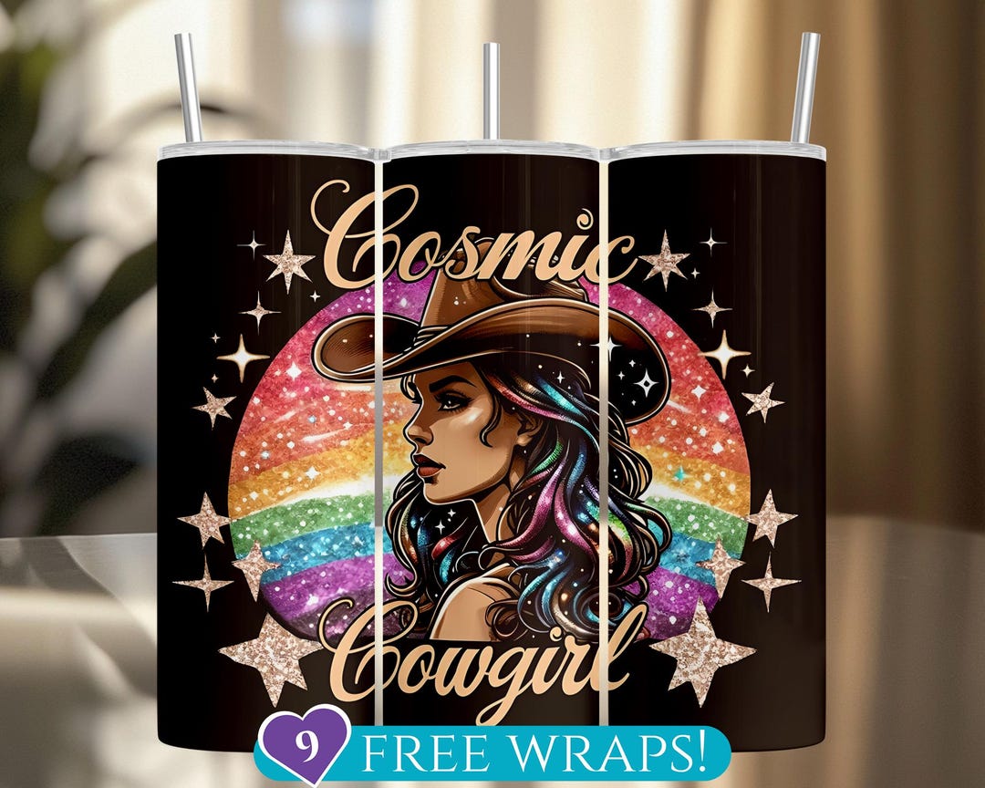 Cosmic Cowgirl Tumbler Wrap, Glam Western 20 Oz Skinny Tumbler ...