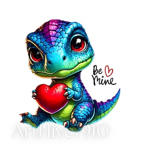 Adorable Valentine Dinosaur Sublimate Design - Perfect for Kids&#39; Apparel I Valentines Day PNG I T-rex PNG I baby dinosaur png I t rex