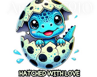 Hatching Dinosaur PNG, Baby Dino Sublimation Design, Kids Birthday Clipart (Digital Download)