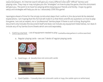 How to play Super Samba card game, 2 Teams, with Strategies for playing a better game