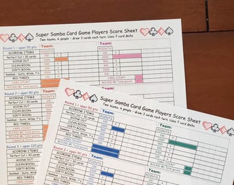 Il foglio segnapunti Super Samba per 2 squadre - 4 persone, è semplice e facile da capire.
