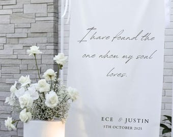 Letrero cristiano personalizado para boda, letrero del Cantar de los Cantares, letrero de bienvenida para boda, letrero con versículo bíblico personalizado para boda