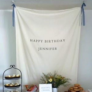 Personalisierte Geburtstagsnamen Flagge, Geburtstagsbanner, Benutzerdefinierte Geburtstagsbanner, Stoffschild, Stoff Geburtstagsschild, Geburtstag Boho Wandkunst, Leinen