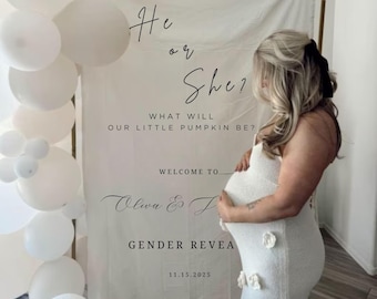 Banner personalizado para revelar el género: Fondo de tela personalizado para baby shower
