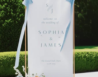 Custom Wedding Fabric Sign, Linen Wedding Welcome Sign, Modern Outdoor Wedding Banner, Personalized Wedding Decoration,Engagement Party Sign