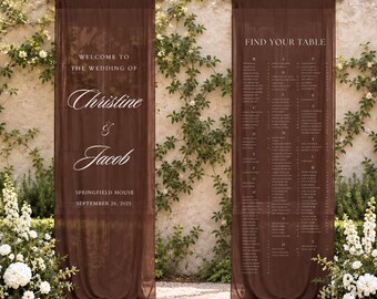 Brown Chiffon Wedding Drapes, Sheer Balcony Banners, Hanging Fabric Backdrop for Outdoor Wedding Decor