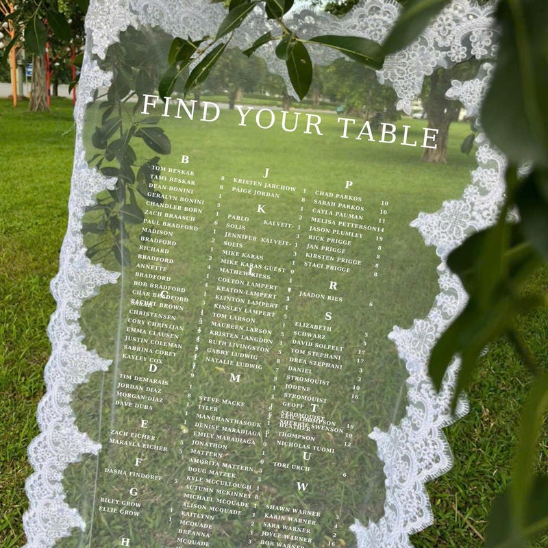 Seating Chart on Lace - Etsy
