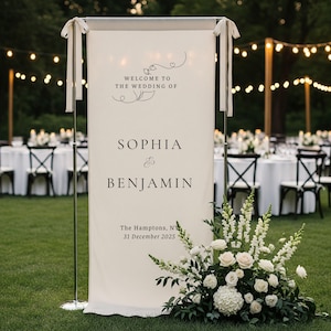 Fabric Wedding Welcome Sign，Personalized Wedding Welcome Sign, Fabric Sign, Custom Linen Wedding Signs，Linen Wedding Sign，Wedding banner